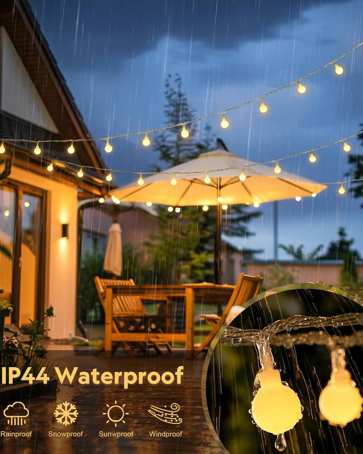 Clerance Sale - Globe Fairy Lights. 20 LED Globe String Lights - USB or Battery Powered - 8 Modes - Outdoor Indoor String Fairy Lights for Christmas. Balcony. Gazebo. Garden. Camping
