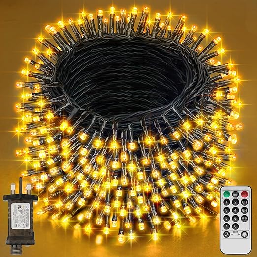 29.2M 220 LED Plug-in Fairy String Lights – Warm White. Remote. 8 Modes