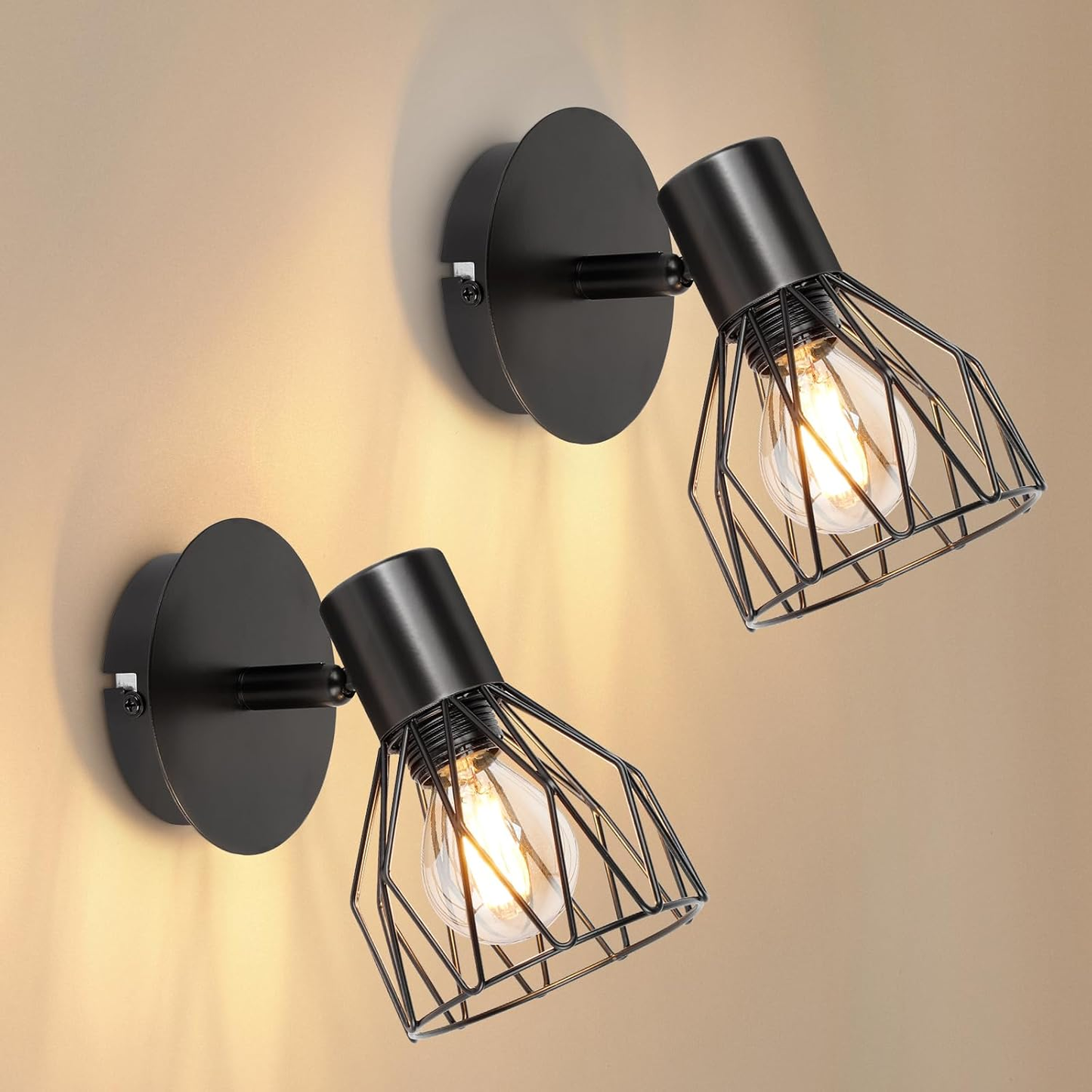 Spot Light Fittings for Ceilings Adjustable Metal Wire Cage Kitchen Spotlight Ceiling Lights with E14 Base Black 3 Way Ceiling Light Industrial