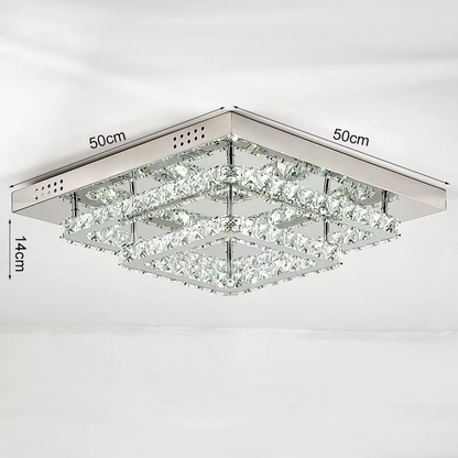 Modern Square Crystal LED Ceiling Light – Elegant Chrome Chandelier for Living Room. Bedroom & More