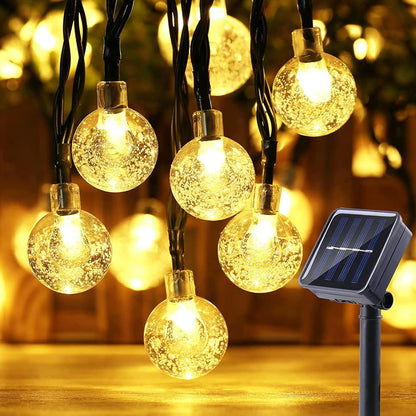 LED Ball Solar String Lights – Outdoor Retro Fairy Lights for Garden. Patio & Parties