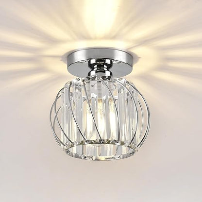 Small Crystal Flush Mount Ceiling Light with Black Shade