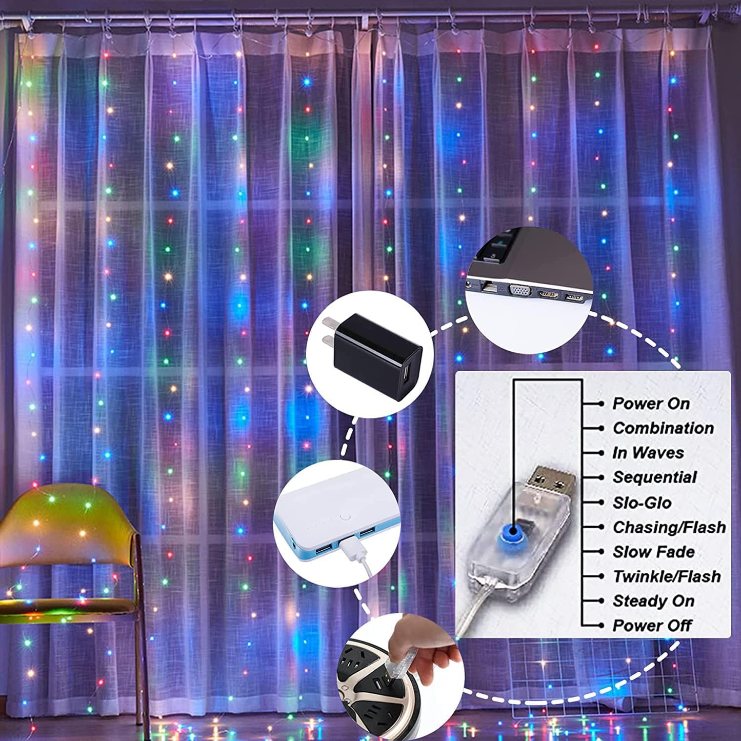 Fairy Curtain Lights with Remote Control
