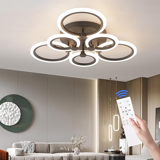 Modern 4-Ring LED Ceiling Light. Chrome. 6500K Daylight
