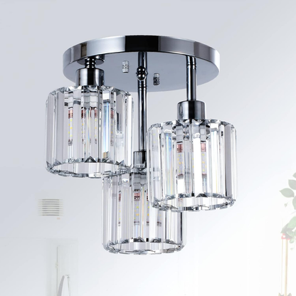 Modern Crystal Chandeliers Ceiling Light. 3-Lights Crystal Ceiling Lights Living Room. Black Semi Flush Ceilings Light Fittings for Hallway