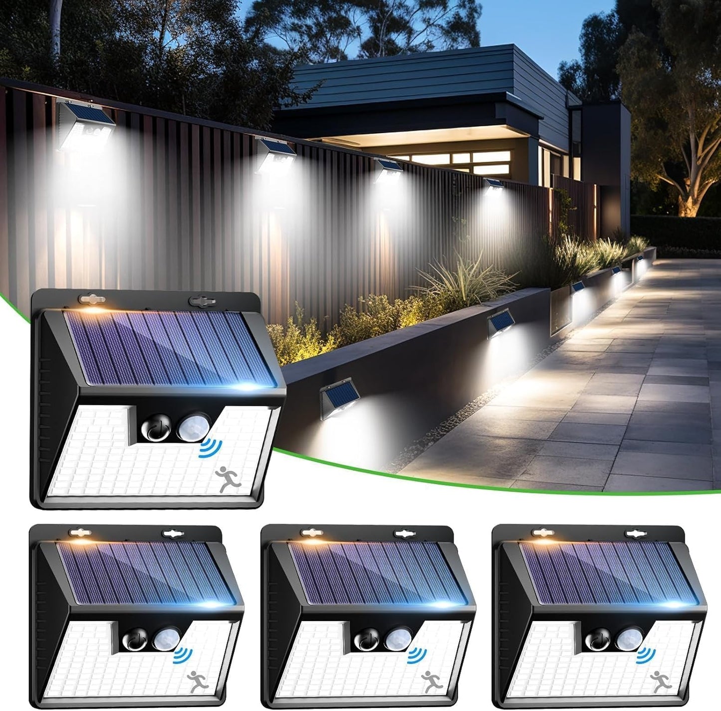 Outdoor Solar Security Lights with Motion Detection – Waterproof. 3 Adjustable Modes for Garden & Fence
