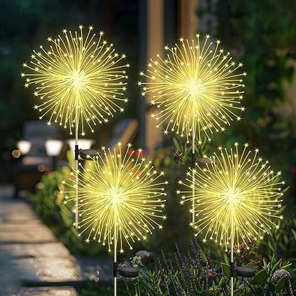 Solar Firework Garden Lights. 2-Pack. 120 LED Warm