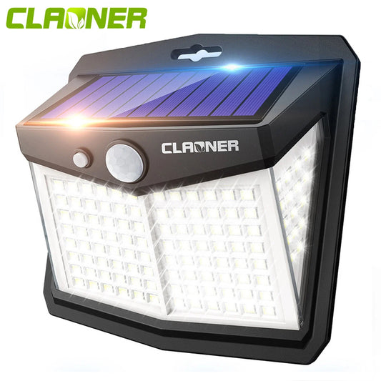 Solar Power PIR Motion Sensor Wall Light 128 LED Garden Outdoor Security Lamp UK