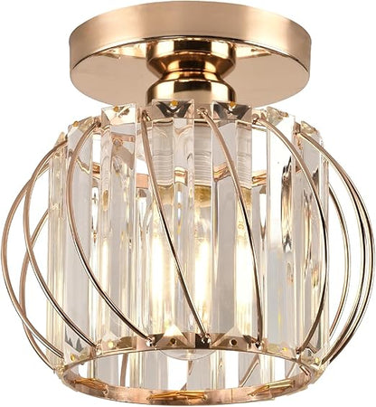 Small Crystal Flush Mount Ceiling Light with Black Shade