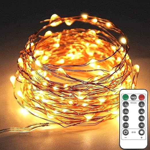 20M 200 LED Fairy String Lights – USB. Remote. 8 Modes. Warm White