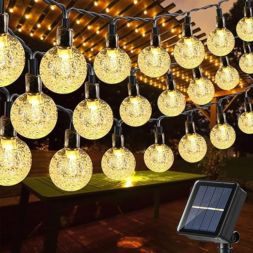 60 LED Solar Crystal Ball String Lights. 36ft White