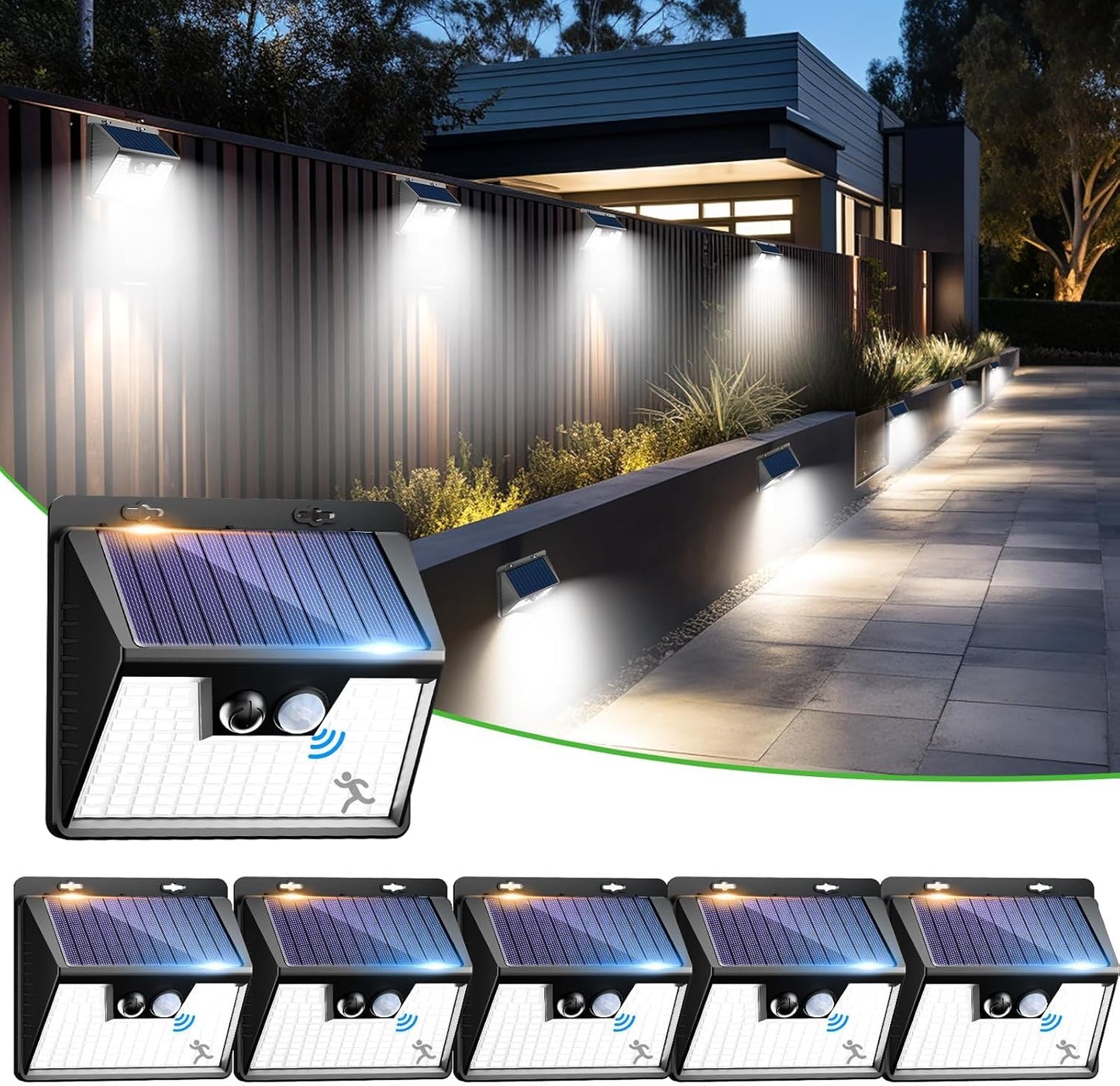 Outdoor Solar Security Lights with Motion Detection – Waterproof. 3 Adjustable Modes for Garden & Fence