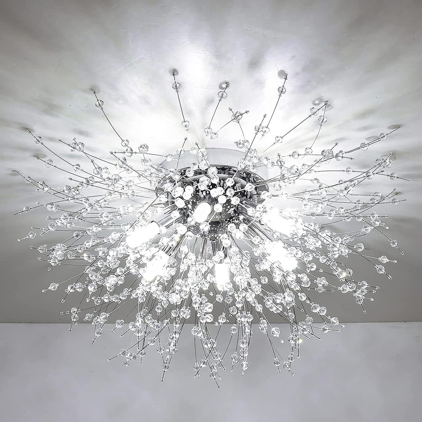 Modern Crystal Firework Ceiling Light – 6 G9 LED Chandelier
