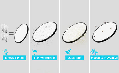 24W Round LED Ceiling Light – Multi-Color Adjustable Bathroom Ceiling Lights for Bathroom. Kitchen. Lounge and Hallway