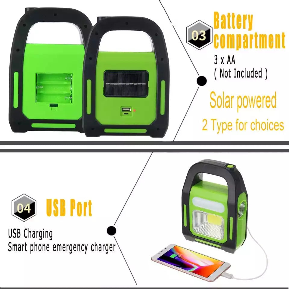 Rechargeable LED Floodlight. Solar Charging with Powerbank