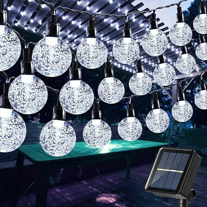 60 LED Solar Crystal Ball String Lights. 36ft White