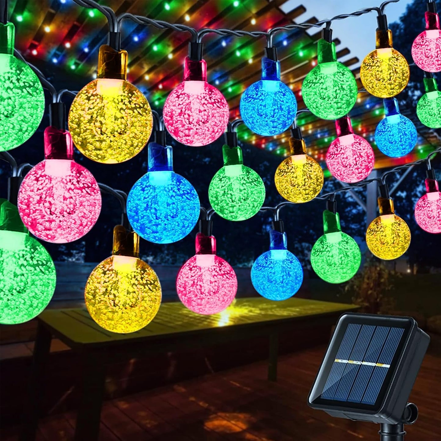 LED Ball Solar String Lights – Outdoor Retro Fairy Lights for Garden. Patio & Parties