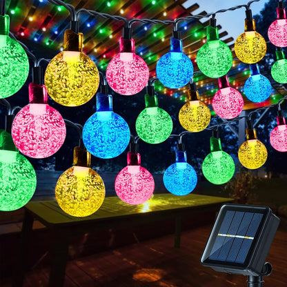 LED Ball Solar String Lights – Outdoor Retro Fairy Lights for Garden. Patio & Parties