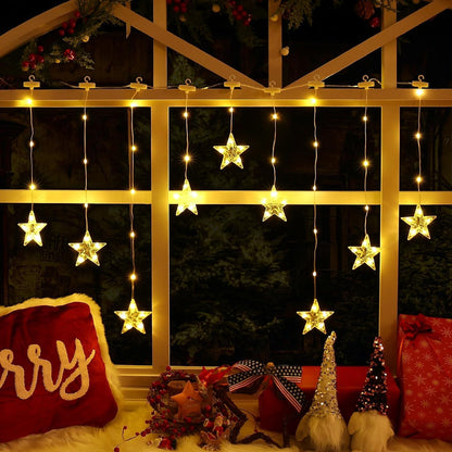 Christmas Window Star Lights. 30 LEDs Battery String Lights with Timer
