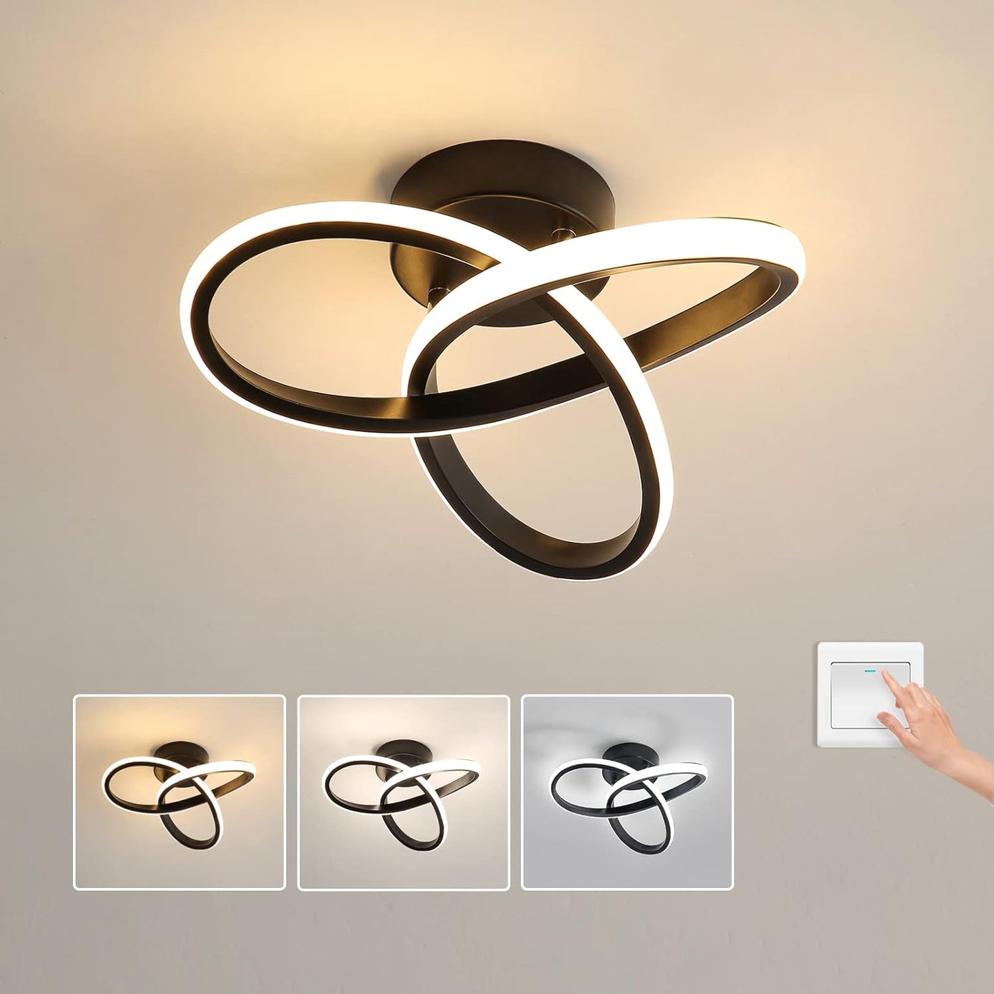 20W Dimmable LED Ceiling Light – Black Round Fixture Ø25cm