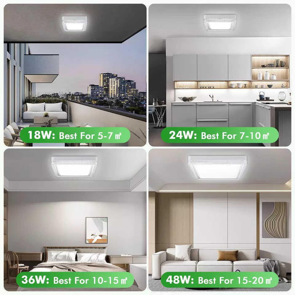 LED Round & Square Ceiling Light – 12W-48W. IP44