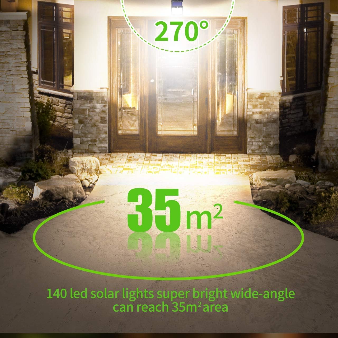 Solar-Powered Motion Sensor Lights for Outdoor Security – Cool White LED with 3 Modes. IP65 Waterproof