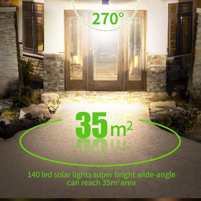 Solar-Powered Motion Sensor Lights for Outdoor Security – Cool White LED with 3 Modes. IP65 Waterproof