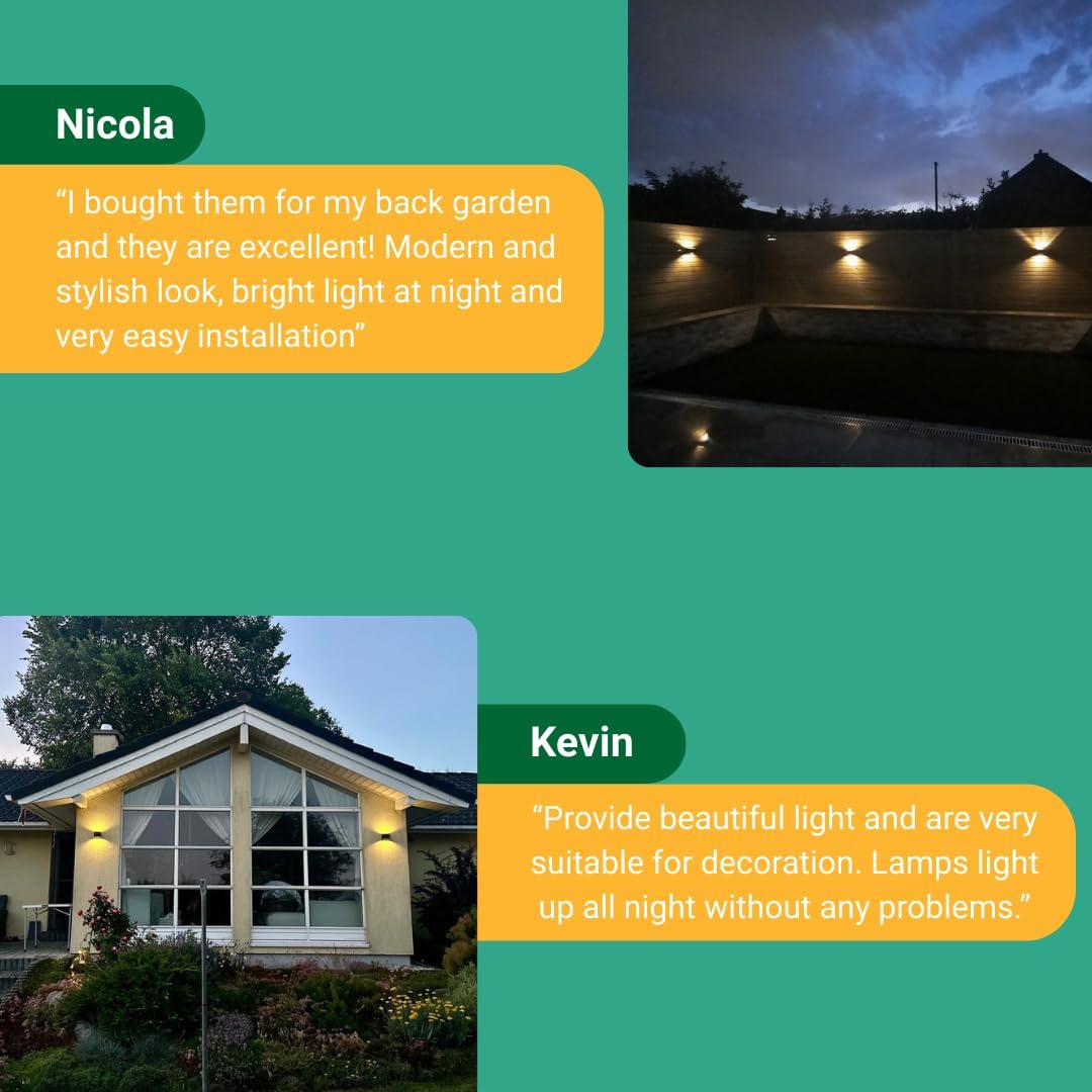 Solar Up & Down Wall Lights – Outdoor Waterproof LED (2 Pack)