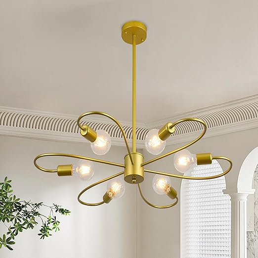 Gold 4-Light Semi Flush Ceiling Light. E27 Base