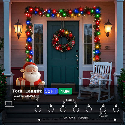 12M 100 LED Battery Operated Multicolor Globe Fairy Lights