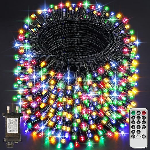 29.2M 220 LED Plug-in Fairy String Lights – Warm White. Remote. 8 Modes