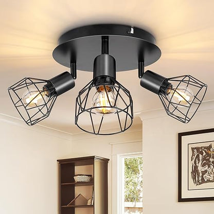 Adjustable Industrial Black Metal Cage Wall Lights. 2 Pack