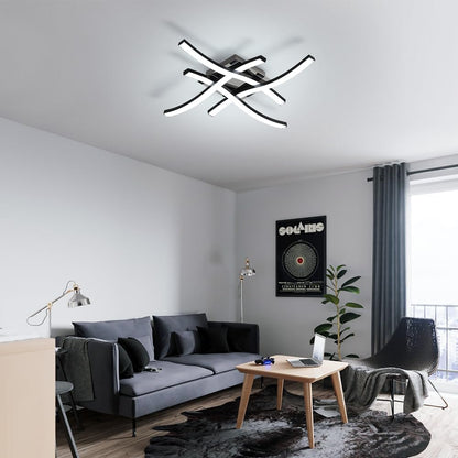 LED Ceiling Light 36W. Stylish Curved Design with 4 LED Boards. Cool White 6500K – Modern Ceiling Lamp for Living Room. Bedroom. Kitchen