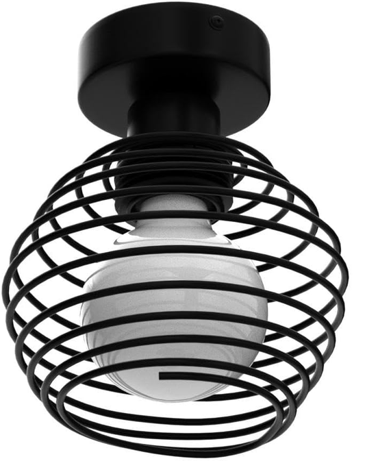 Vintage Black Ceiling Light β E27 Industrial Cage Semi Flush Mount Fixture for Hallway & Kitchen