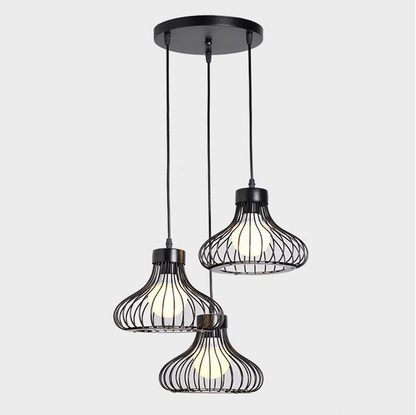 Industrial Retro Cage Ceiling Pendant Light. Vintage Hanging Lighting Fixture for Kitchen. Dining. and Loft Spaces