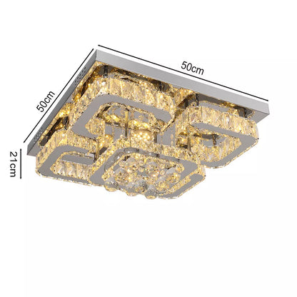 Modern LED Square Pendant Light for Elegant Interiors-Crystal Flush Mount Ceiling Chandelier