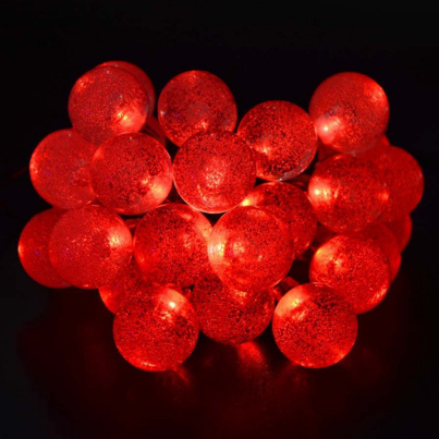 Guirlande Solaire LED Rouge <br> 30 Boule à Bulle
