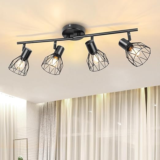 Adjustable Industrial Black Metal Cage Wall Lights. 2 Pack