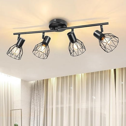 Adjustable Industrial Black Metal Cage Wall Lights. 2 Pack