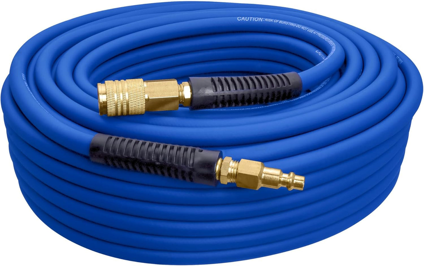 1/4 x 50' PVC/Rubber Hybrid Air Hose with Brass Fitting & Quick Connect Coupler - Durable & Flexible Performance!