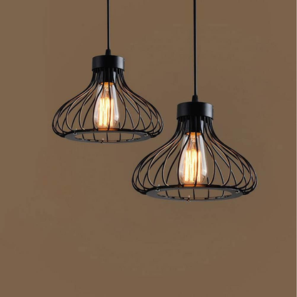 Industrial Retro Cage Ceiling Pendant Light. Vintage Hanging Lighting Fixture for Kitchen. Dining. and Loft Spaces