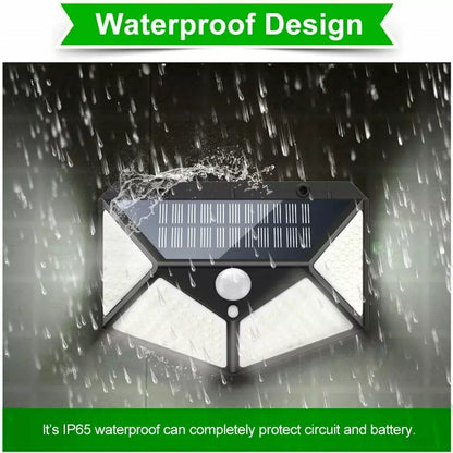 100 LED Solar Security Light. PIR Motion Sensor Wall Light. 3 Modes. 270° Wide Angle. IP65 Waterproof for Outdoor Garden