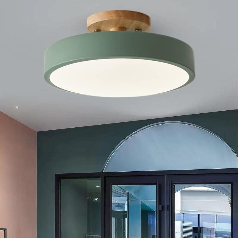 12W 8.6 Inch Green LED Ceiling Light. 3 Adjustable Color Temperatures (3000K/4000K/6000K). Modern Wood Flush Mount for Living Room. Bedroom. Kitchen. and Hallway