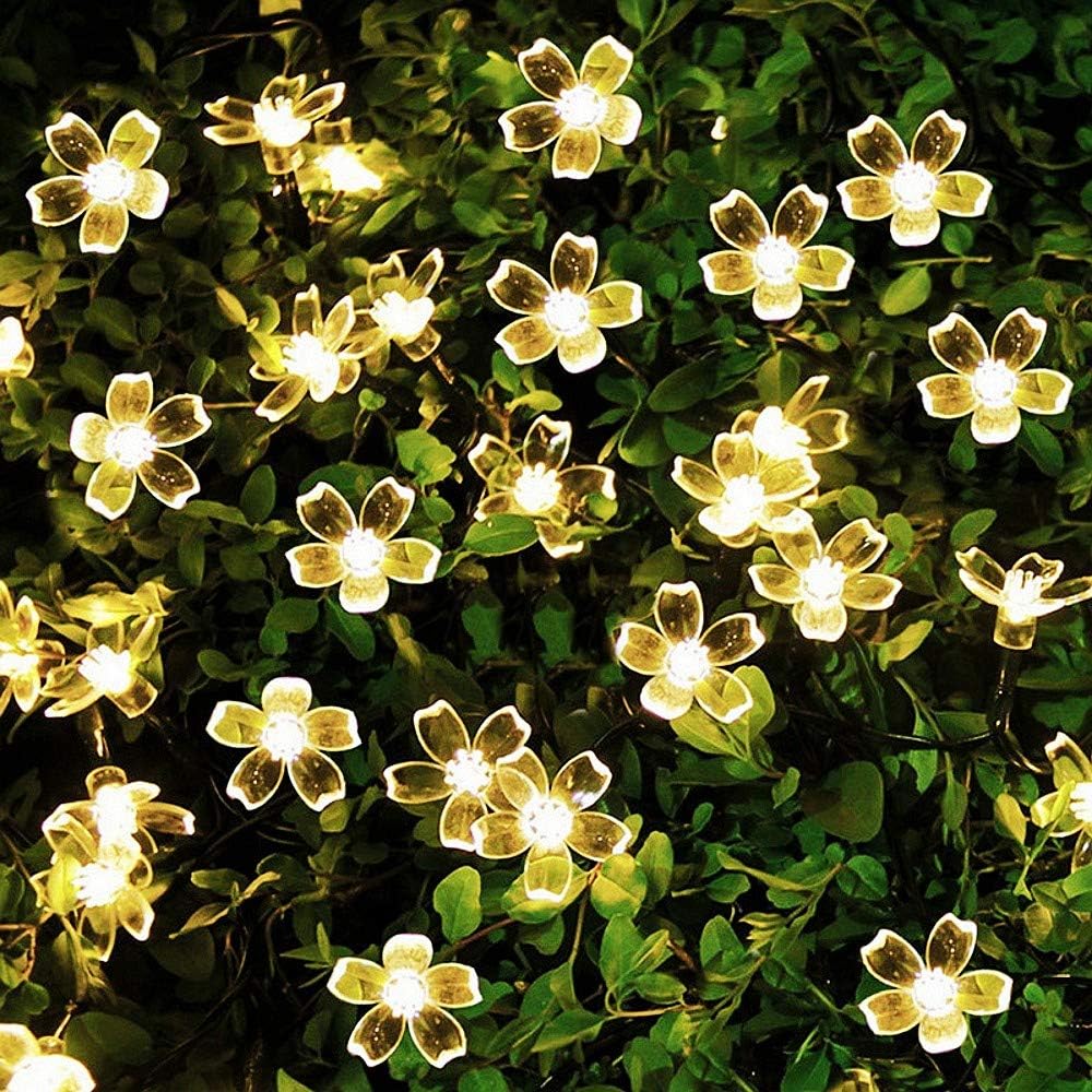 Solar Flower String Lights – 6.5m (21ft). 30 LED Warm White