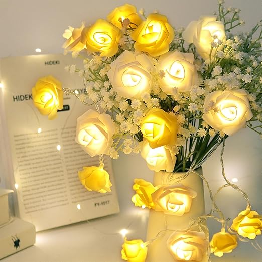 Romantic Pink Rose Fairy Lights – 20 LED Battery