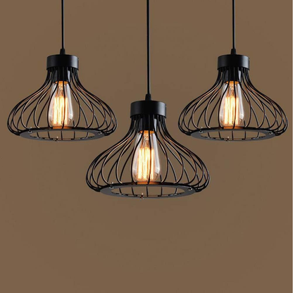 Industrial Retro Cage Ceiling Pendant Light. Vintage Hanging Lighting Fixture for Kitchen. Dining. and Loft Spaces
