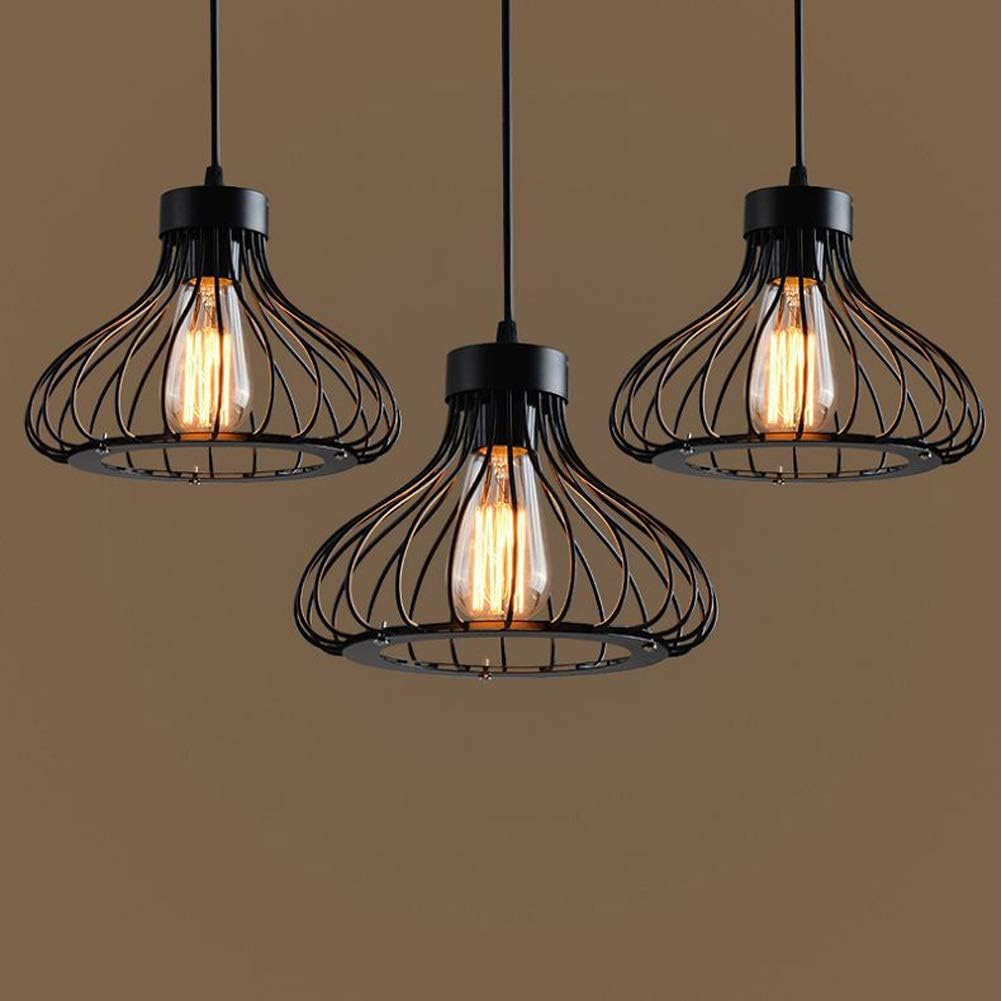 Industrial Retro Cage Ceiling Pendant Light. Vintage Hanging Lighting Fixture for Kitchen. Dining. and Loft Spaces