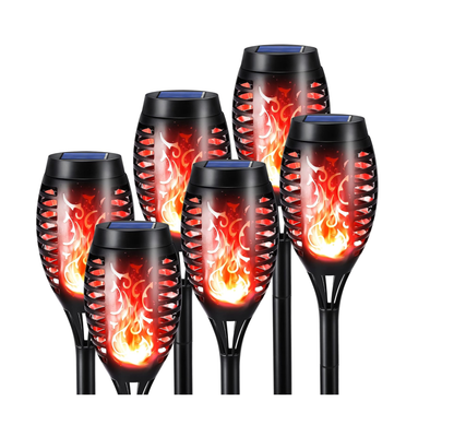 6 Pack Solar Flame Torch Lights – Waterproof Outdoor Garden & Pathway Decor