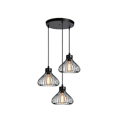Industrial Retro Cage Ceiling Pendant Light. Vintage Hanging Lighting Fixture for Kitchen. Dining. and Loft Spaces