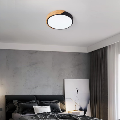 Modern LED Ceiling Light 24W. Oak & Iron Frame. 1600LM Cool White 6000K. Ideal for Living Room & Hallway